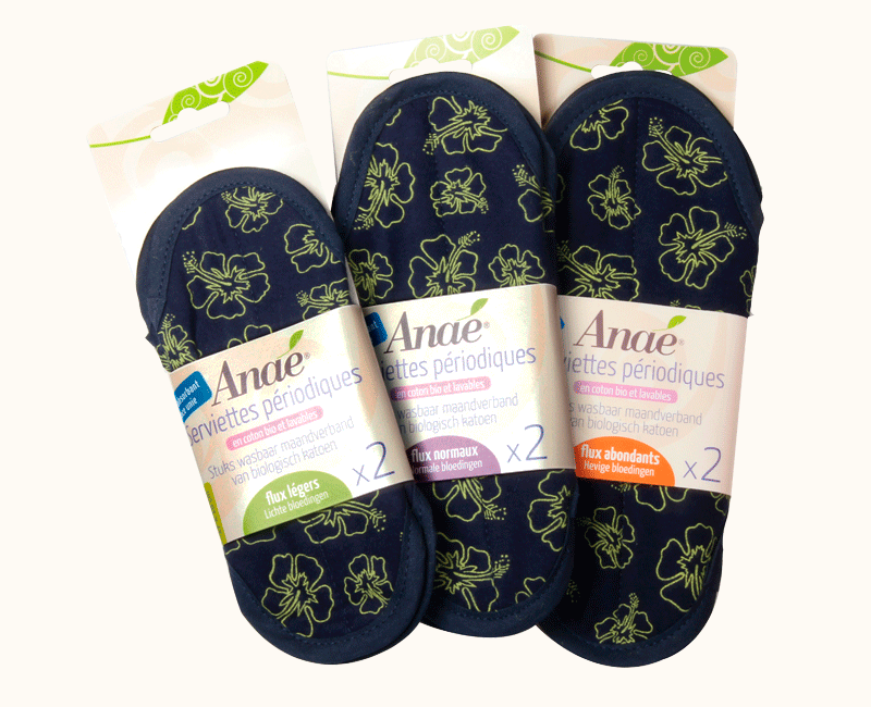 Serviettes hygiéniques lavables – hibiscus