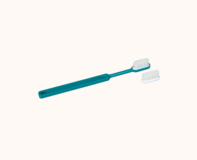 AE604 Brosse à dents souple bleu lagon rechargeable en bioplastique