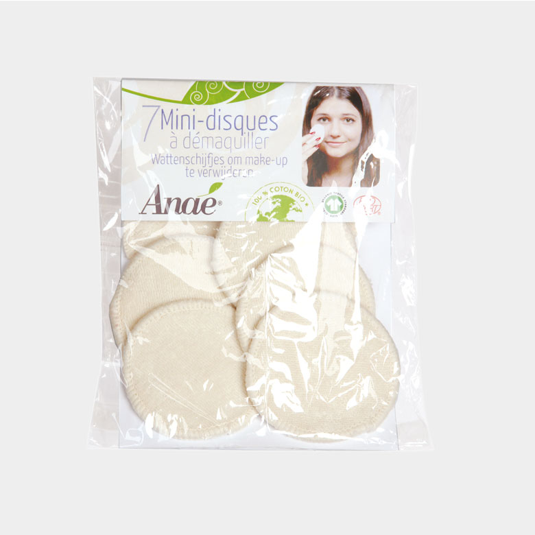 Sachet de 7 mini-disques à démaquiller lavables en display